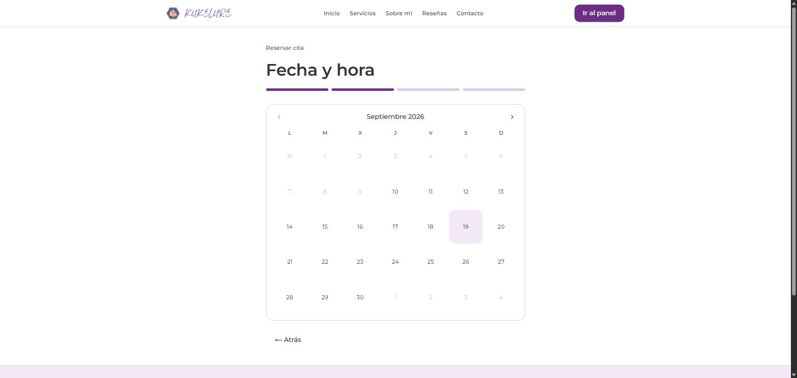 Calendario de disponibilidad real para reservar cita en Kukelure